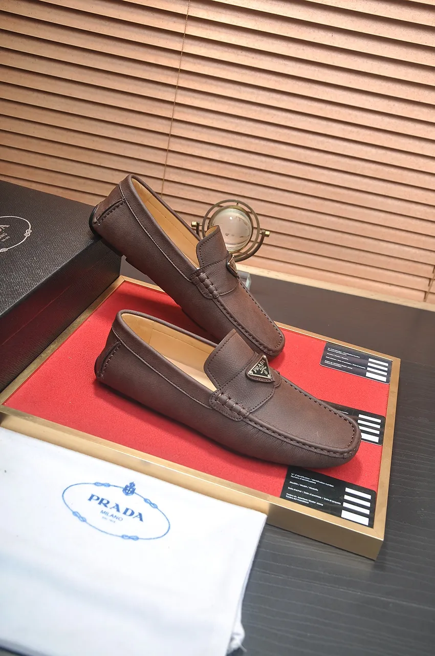 Men's Men's Shoes💰420💶【PRADA】 (High-end Niuli) New 🍀PRADA - Prada Doudou Shoes! Made of imported original cowhide, the inner top layer is comfortable cowhide lining! Original wear-resistant rubber outsole! High quality products! Code number 38-45 (45 customized)